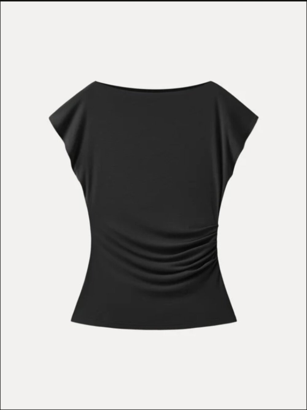 Boatneck Flutter Sleeve Side Tucked Long Tee